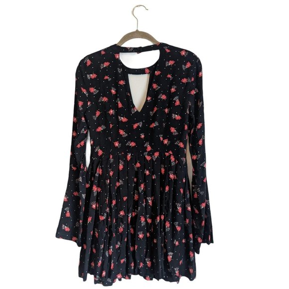 2 Free People Tegan Black Floral Mini Dress. - Picture 8 of 11